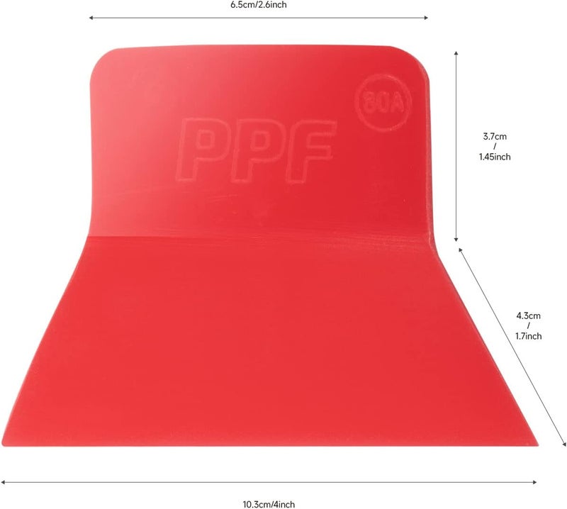 FOSHIO أداة سحب لفائف الفينيل PPF، كاشط مطاطي مقاوم للخدش بصلابة 80A، كاشط صغير من TPU ناعم لأداة تظليل النوافذ لحماية الطلاء، كاشط لتنظيف النوافذ (أحمر) - Image 2